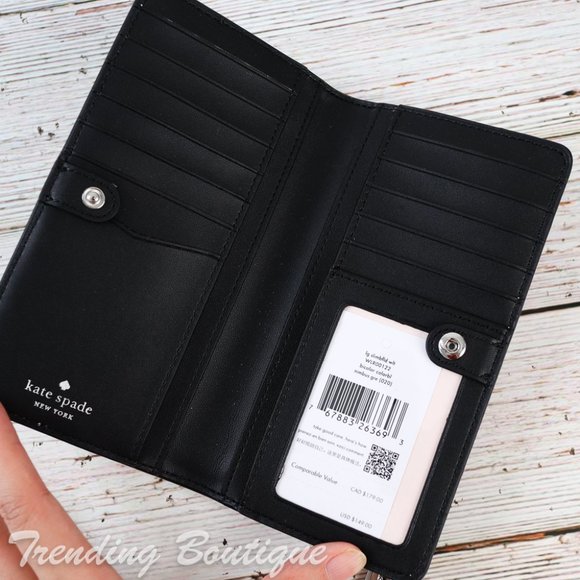 NWT Kate Spade Staci Colorblock Large Slim Bifold Wallet in Nimbus Grey/White - Picture 5 of 6